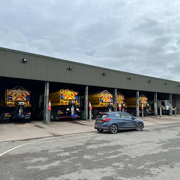 Construction vehicles in shed in North Wales